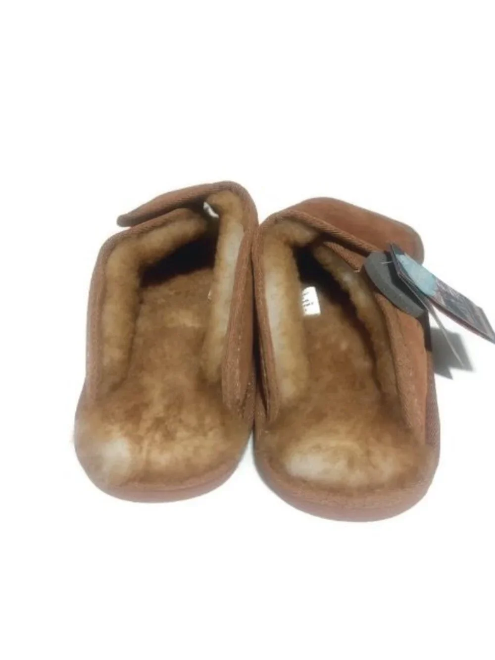 Lamo Wrap Suede Slippers Mens Small Size 7 8 EU40 Sheepskin Lining Chestnut New